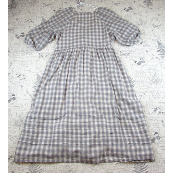 EUC $135 Madewell Marianna Puff Sleeve Midi Dress in Lavender Plaid Plus size 1X - Picture 5 of 11